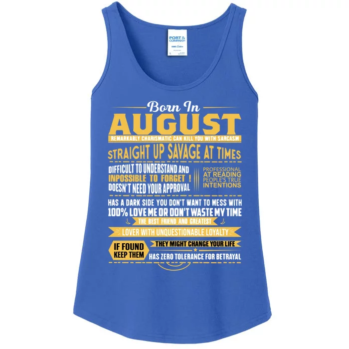 Born In August Leo Zodiac Virgo Birthday Funny Gift Ladies Essential Tank