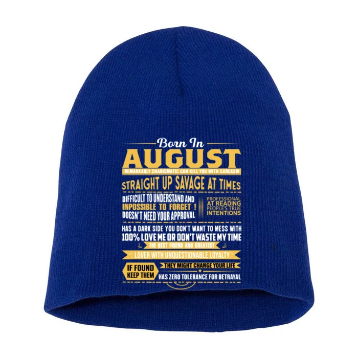 Born In August Leo Zodiac Virgo Birthday Funny Gift Short Acrylic Beanie