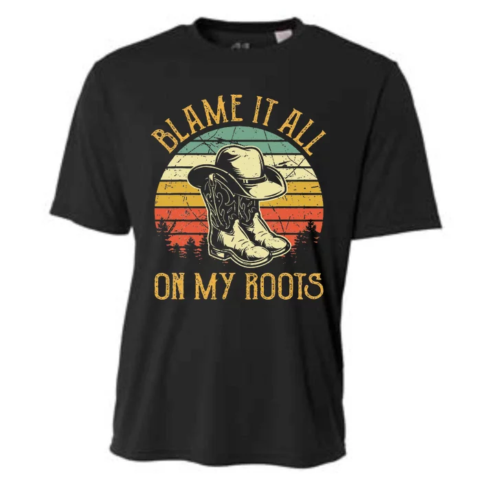 Blame It All On My Roots Country Music Lover Cooling Performance Crew T-Shirt