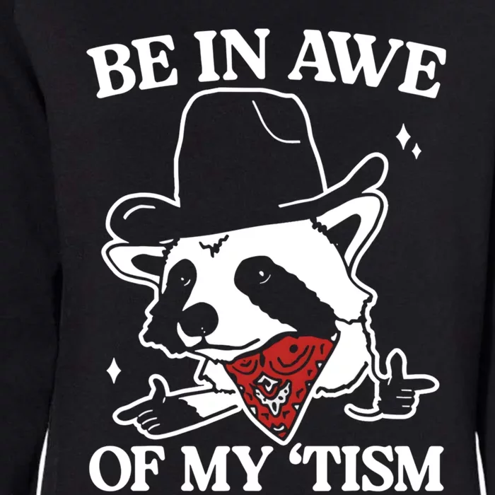 Be In Awe Of My Tism Funny Racoon Meme Retro Womens California Wash Sweatshirt