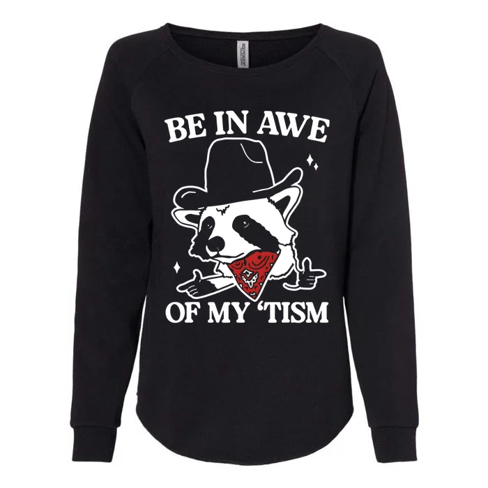 Be In Awe Of My Tism Funny Racoon Meme Retro Womens California Wash Sweatshirt