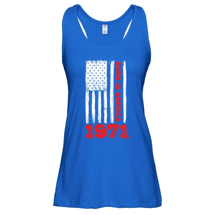 Born In America 50 Years Old Happy 50th Birthday Flag Design Gift Ladies Essential Flowy Tank