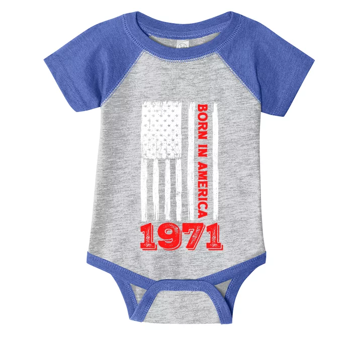 Born In America 50 Years Old Happy 50th Birthday Flag Design Gift Infant Baby Jersey Bodysuit