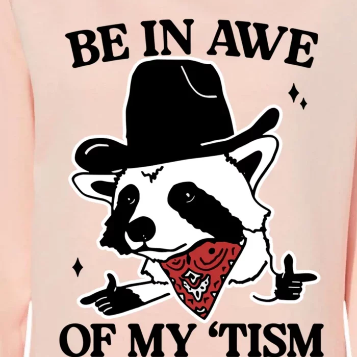 Be In Awe Of My Tism Funny Racoon Meme Retro Womens California Wash Sweatshirt