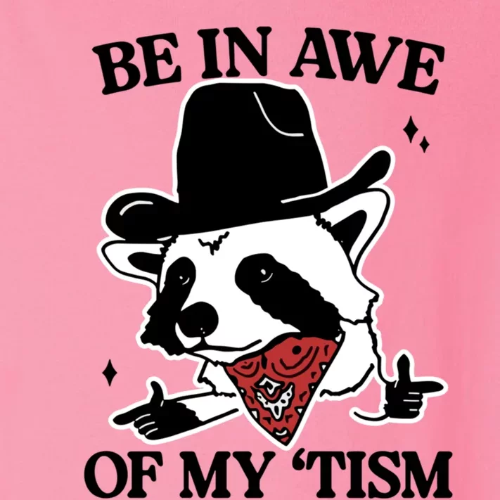 Be In Awe Of My Tism Funny Racoon Meme Retro Toddler Long Sleeve Shirt