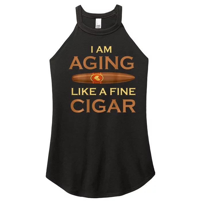 Backprint I Am Aging Like A Fine Cigar Women’s Perfect Tri Rocker Tank