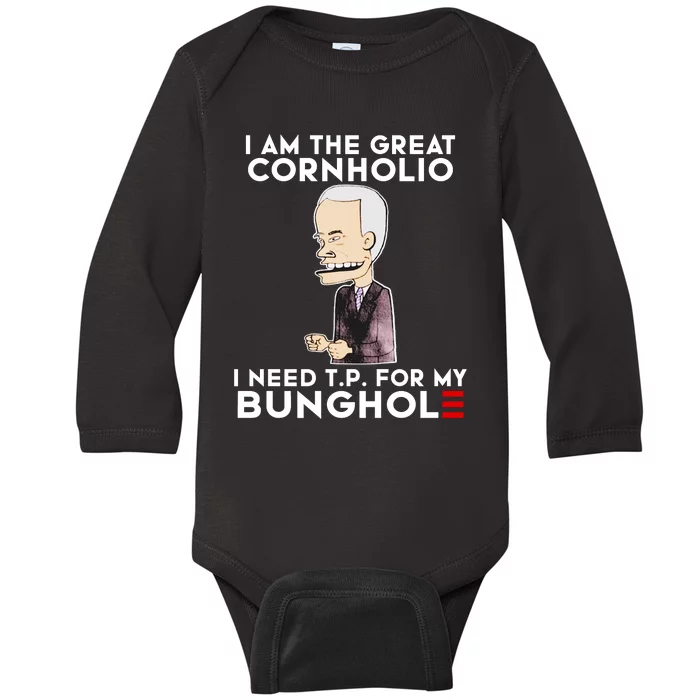 Biden I Am The Great Cornholio Cap 7 Baby Long Sleeve Bodysuit