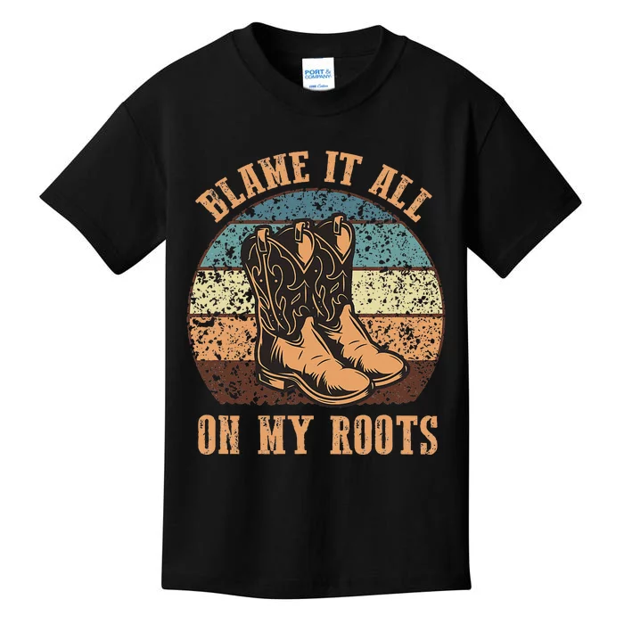 Blame It All On My Roots Funny Country Music Lover Kids T-Shirt