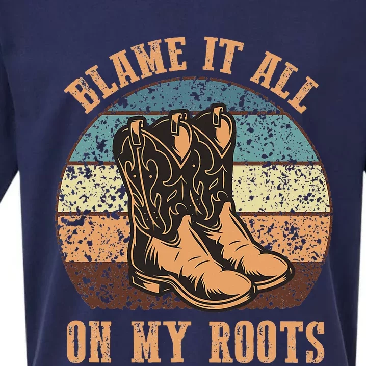 Blame It All On My Roots Funny Country Music Lover Sueded Cloud Jersey T-Shirt