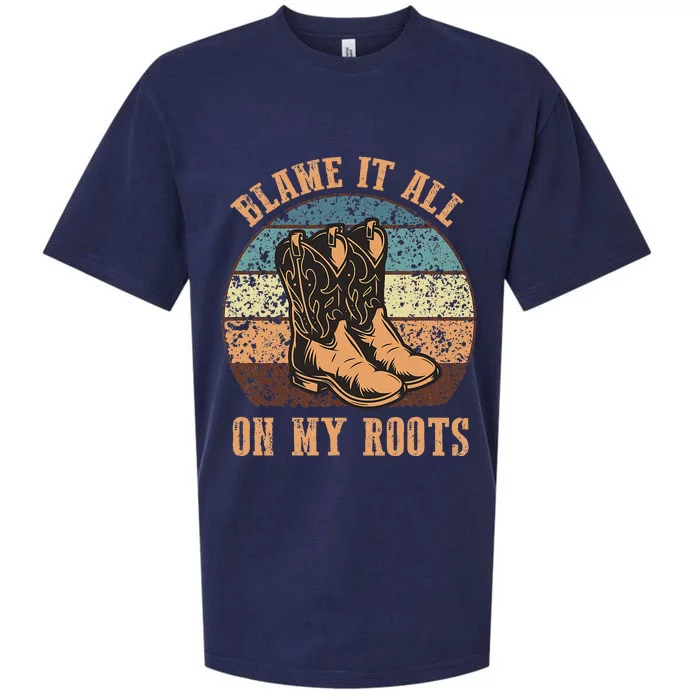 Blame It All On My Roots Funny Country Music Lover Sueded Cloud Jersey T-Shirt