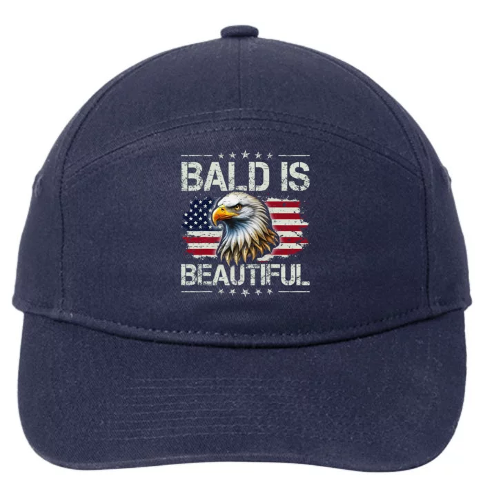 Bald Is Beautiful 4th Of July Independence Day America Eagle 7-Panel Snapback Hat