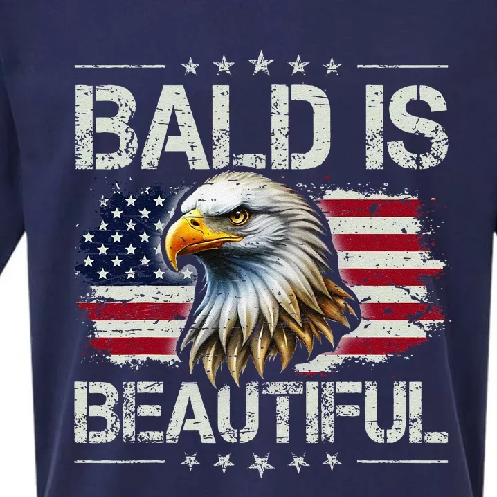 Bald Is Beautiful 4th Of July Independence Day America Eagle Sueded Cloud Jersey T-Shirt