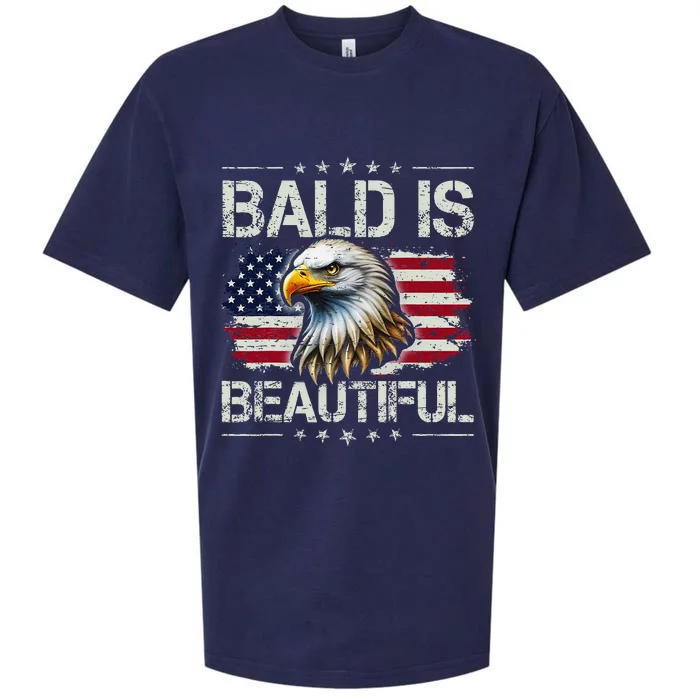 Bald Is Beautiful 4th Of July Independence Day America Eagle Sueded Cloud Jersey T-Shirt