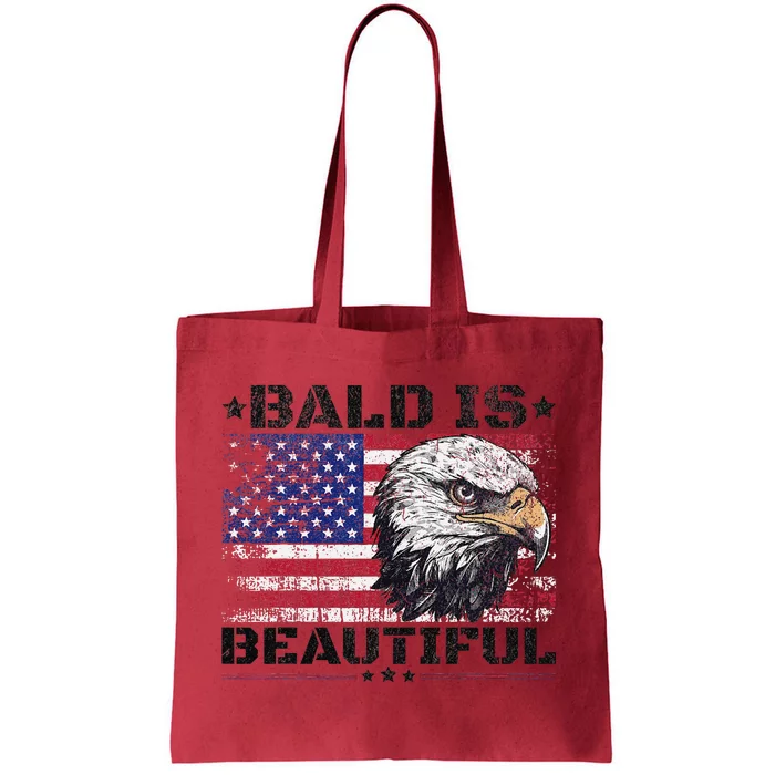 Bald Is Beautiful 4th Of July Independence Day America Eagle Tote Bag