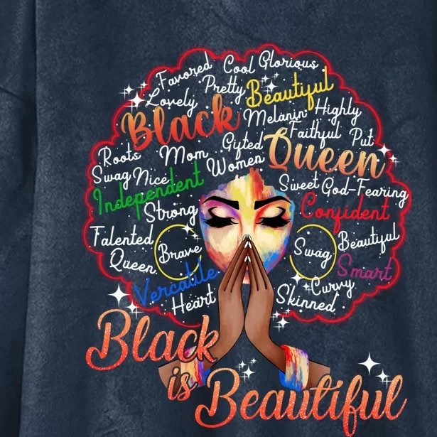 Black Is Beautiful Melanin Black History Month African Pride Gift Hooded Wearable Blanket