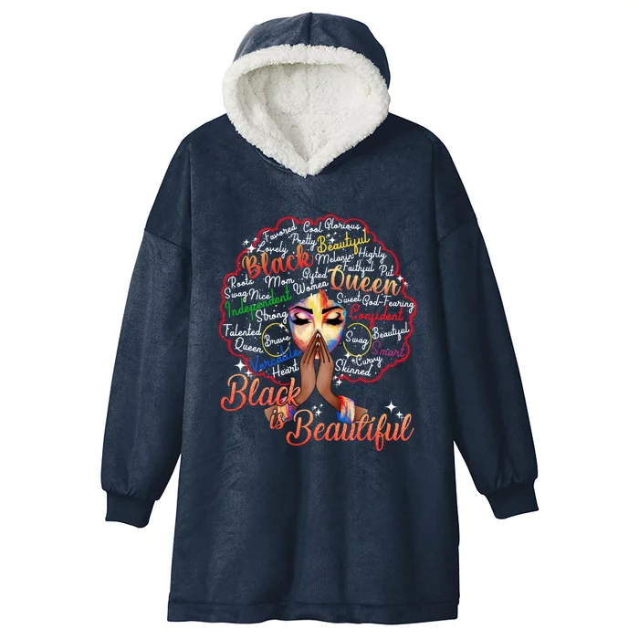 Black Is Beautiful Melanin Black History Month African Pride Gift Hooded Wearable Blanket