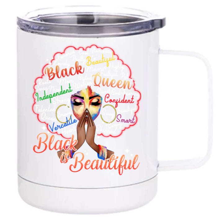 Black Is Beautiful Melanin Black History Month African Pride Gift Front & Back 12oz Stainless Steel Tumbler Cup