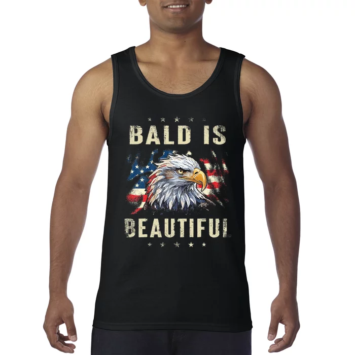 Bald Is Beautiful 4th Of July Independence Day America Eagle Tank Top