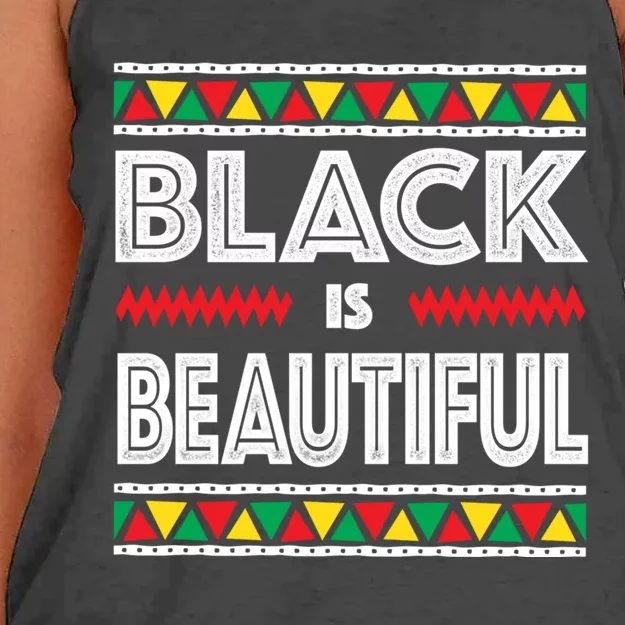 Black Is Beautiful Gift Black History Funny Gift Women's Knotted Racerback Tank