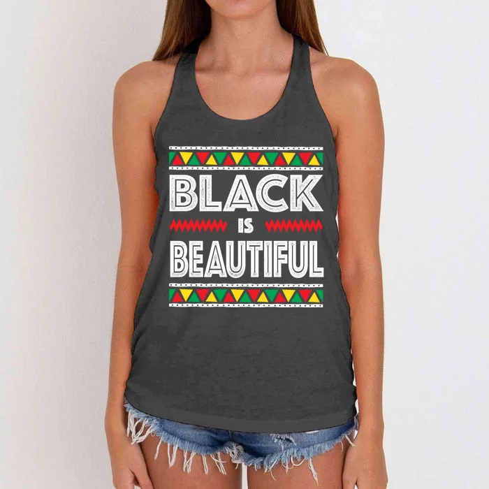 Black Is Beautiful Gift Black History Funny Gift Women's Knotted Racerback Tank