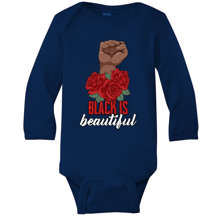 Black Is Beautiful Queen Black History Month Funny Gift Baby Long Sleeve Bodysuit