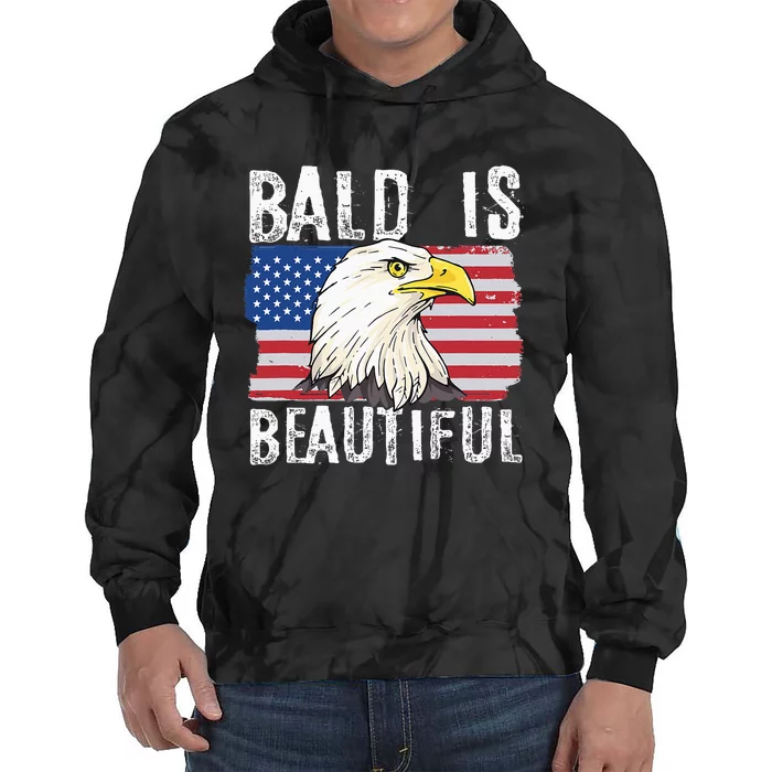 Bald Is Beautiful 4th Of July Independence Day Bald Eagle Tie Dye Hoodie