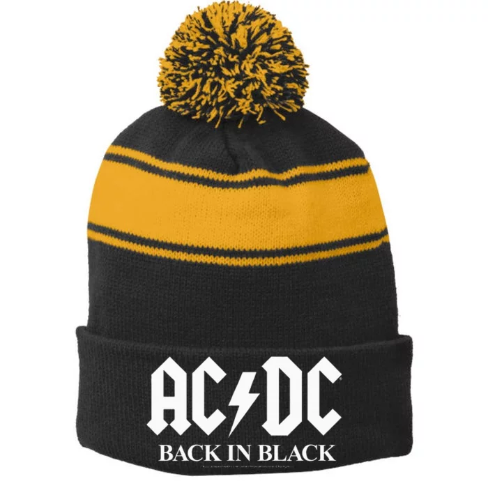 Back In Black Stripe Pom Pom Beanie