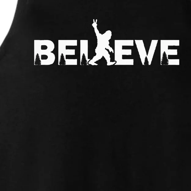 Believe in Bigfoot Sasquatch & the Yeti Conspiracy Theory Ladies Tri-Blend Wicking Tank