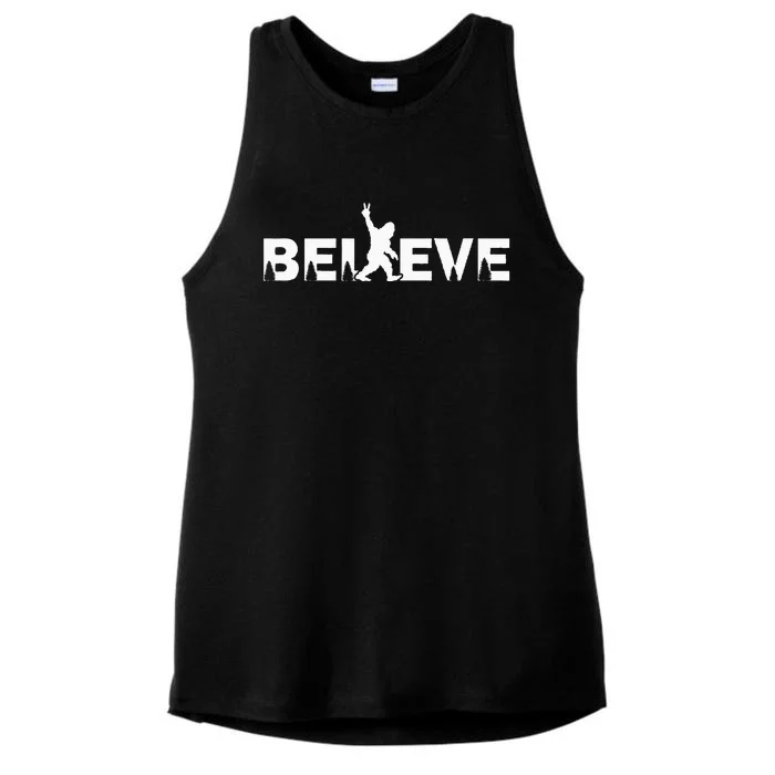 Believe in Bigfoot Sasquatch & the Yeti Conspiracy Theory Ladies Tri-Blend Wicking Tank