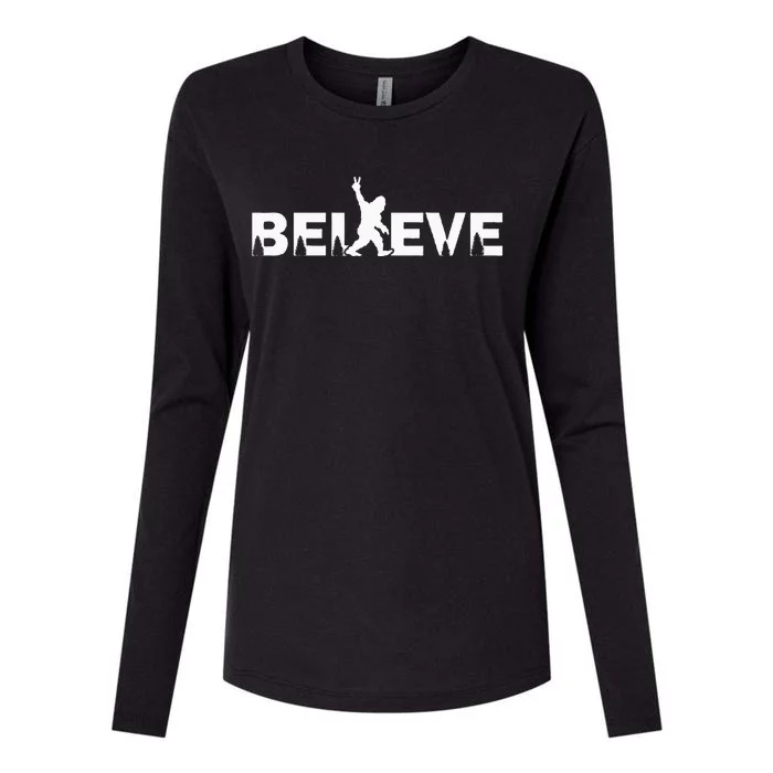 Believe in Bigfoot Sasquatch & the Yeti Conspiracy Theory Womens Cotton Relaxed Long Sleeve T-Shirt