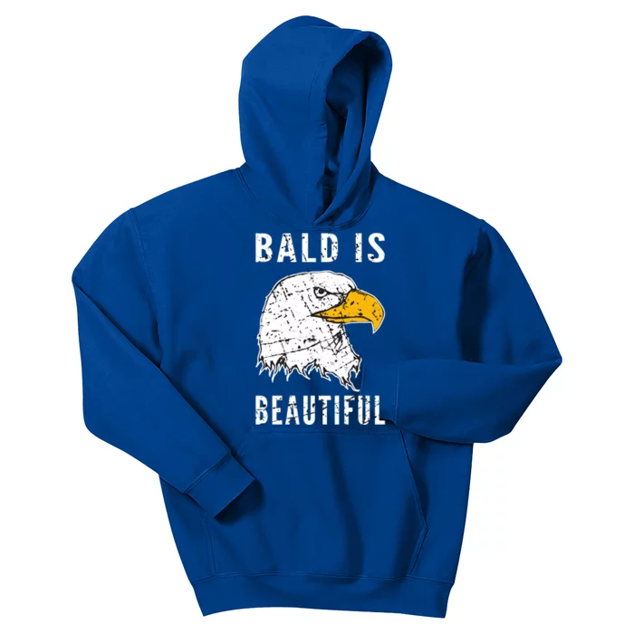 Bald Is Beautiful Gift Patriotic Bald Eagle Gift Kids Hoodie