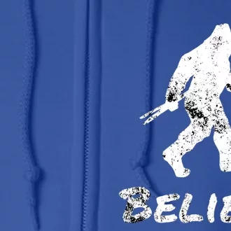 Bigfoot I Believe Skiing Funny Sasquatch Yeti Skiing Meaningful Gift Full Zip Hoodie