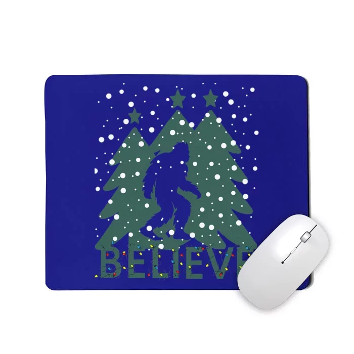 Believe In Bigfoot Christmas Lights Funny Sasquatch Mousepad