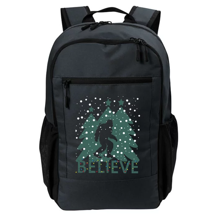 Believe In Bigfoot Christmas Lights Funny Sasquatch Daily Commute Backpack