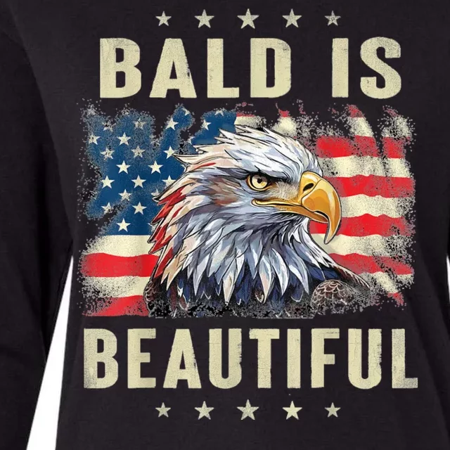 Bald Is Beautiful 4th Of July Independence Day Bald Eagle Womens Cotton Relaxed Long Sleeve T-Shirt