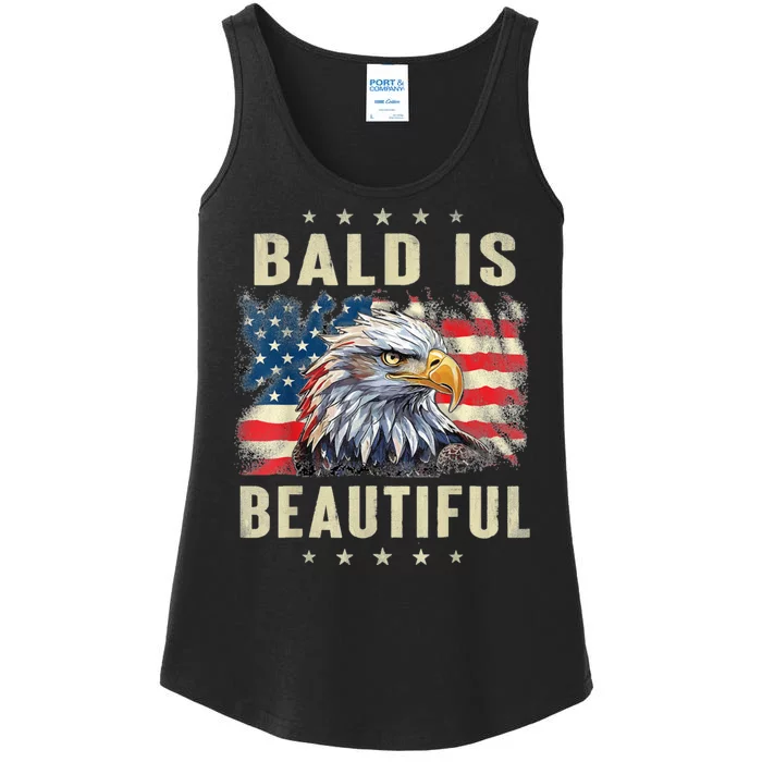 Bald Is Beautiful 4th Of July Independence Day Bald Eagle Ladies Essential Tank