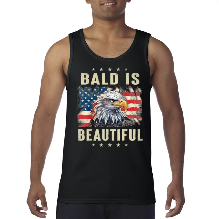 Bald Is Beautiful 4th Of July Independence Day Bald Eagle Tank Top