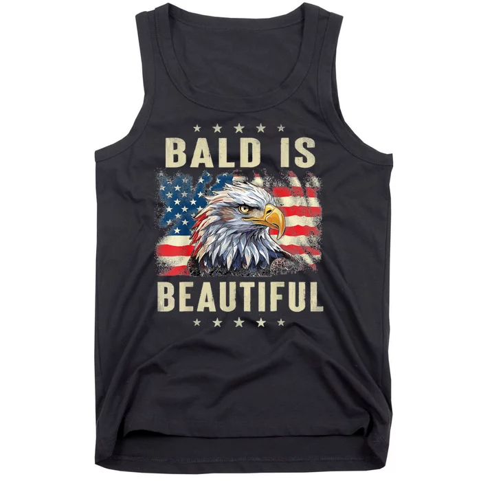 Bald Is Beautiful 4th Of July Independence Day Bald Eagle Tank Top