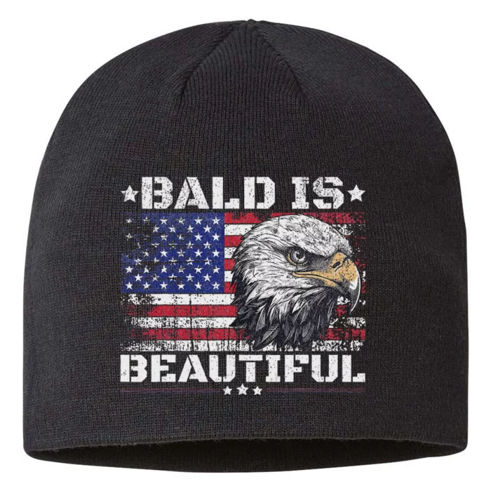 Bald Is Beautiful 4th Of July Independence Day America Eagle 8 1/2in Sustainable Knit Beanie