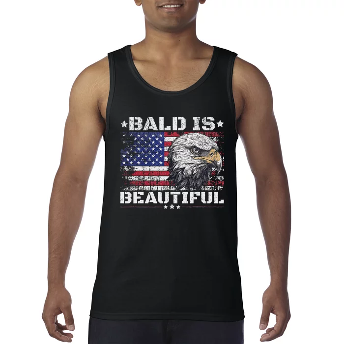 Bald Is Beautiful 4th Of July Independence Day America Eagle Tank Top