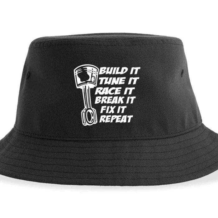 Build It Break It Repeat Gift Street Drag Race Outlaws Sustainable Bucket Hat