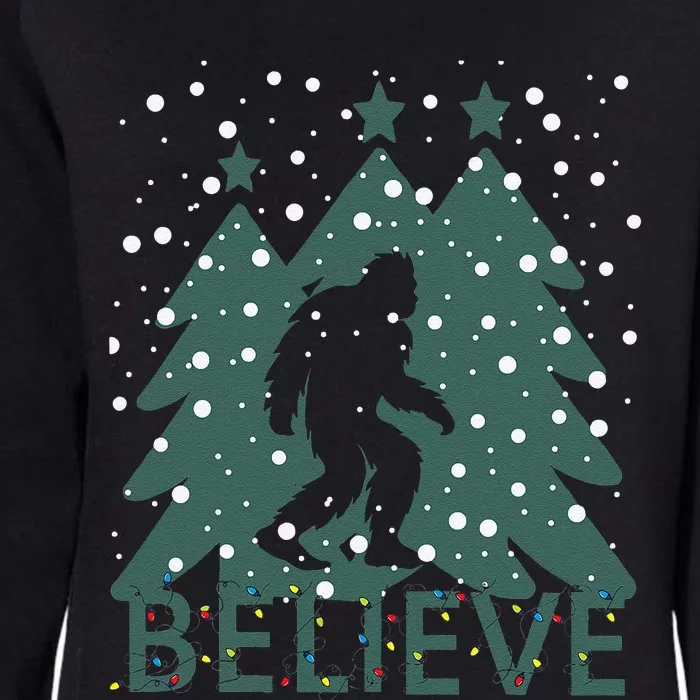 Believe In Bigfoot Christmas Lights Funny Sasquatch Womens California Wash Sweatshirt