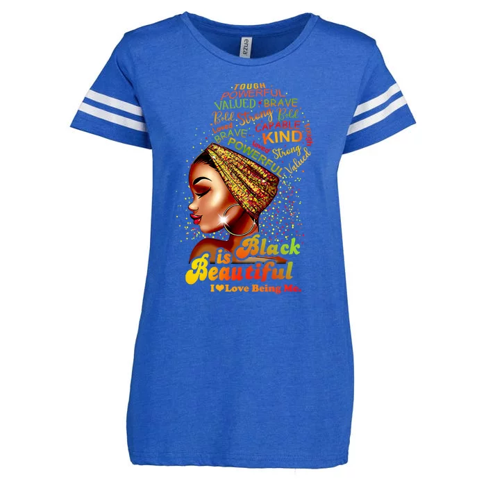 Black Is Beautiful I Love Being Me Black Gift Enza Ladies Jersey Football T-Shirt