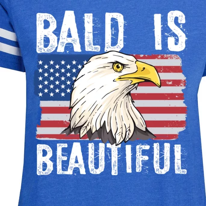 Bald Is Beautiful 4th Of July Independence Day Bald Eagle Enza Ladies Jersey Football T-Shirt