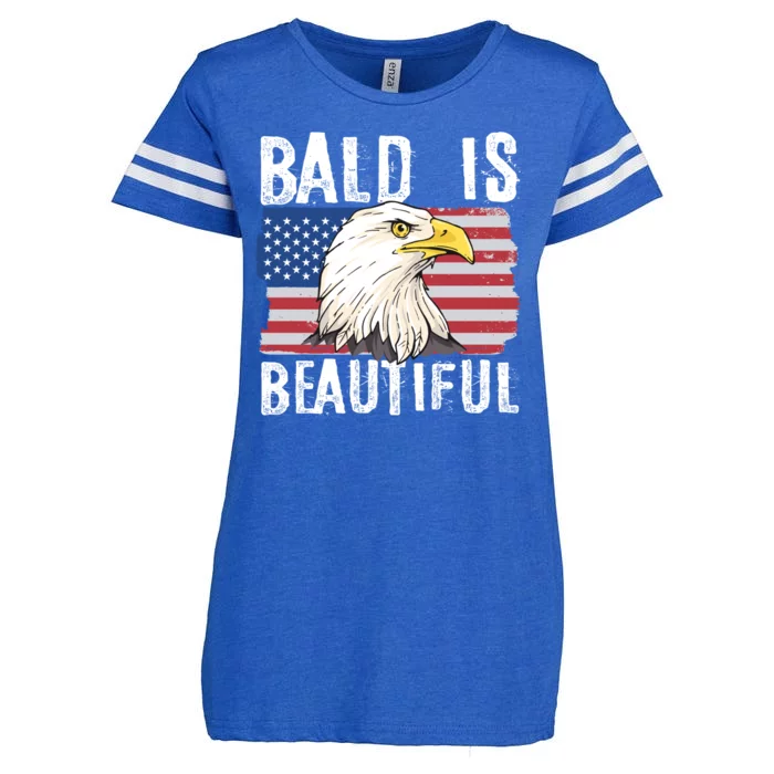 Bald Is Beautiful 4th Of July Independence Day Bald Eagle Enza Ladies Jersey Football T-Shirt