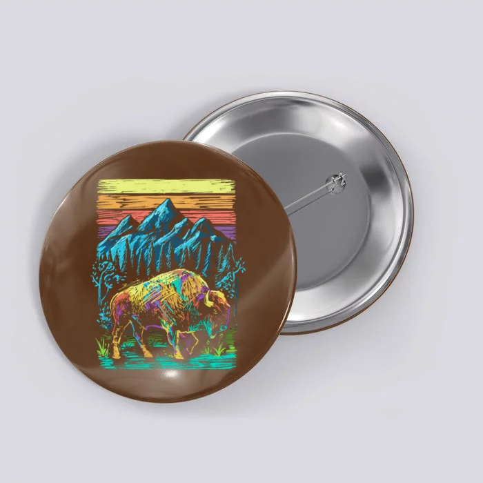 Bison Illustration Button