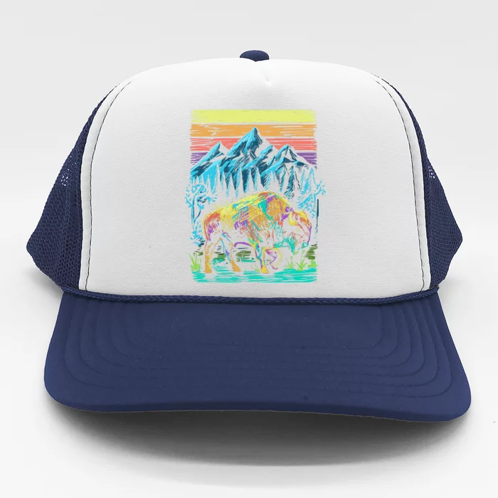 Bison Illustration Trucker Hat