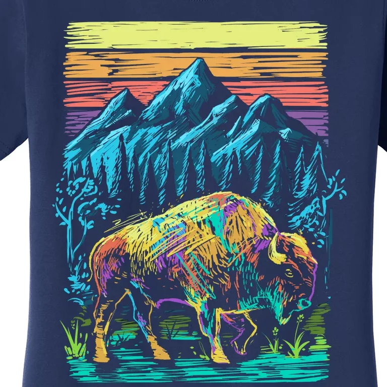 Bison Illustration Women's T-Shirt