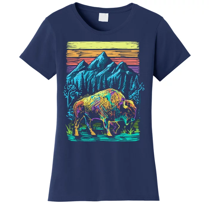 Bison Illustration Women's T-Shirt