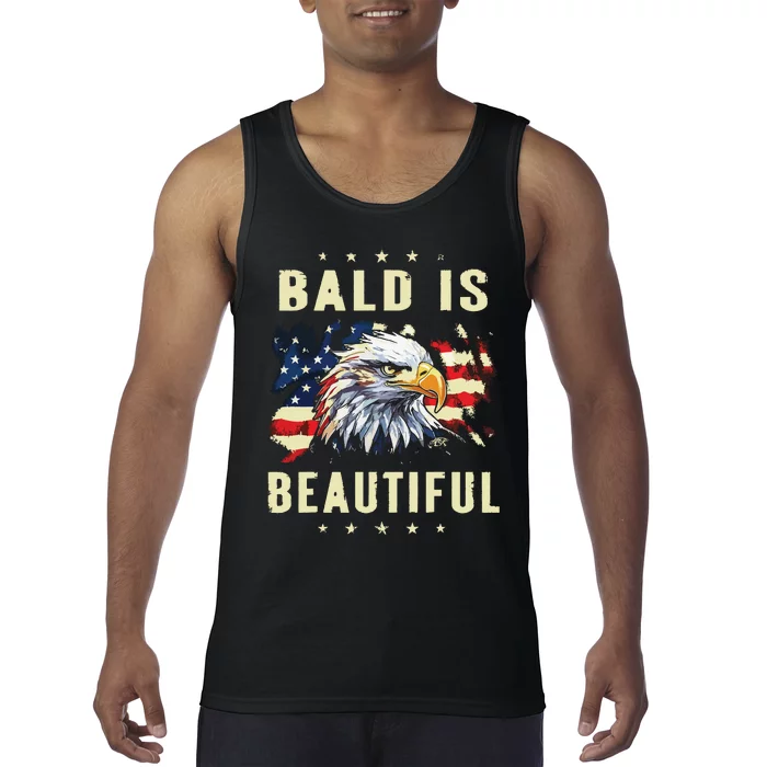 Bald Is Beautiful 4th Of July Independence Day America Eagle Tank Top